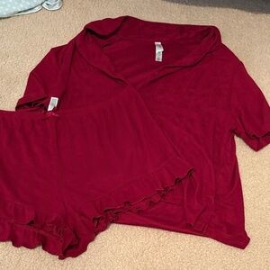 wild fable Burgundy Two-Piece Ribbed Pajama Set